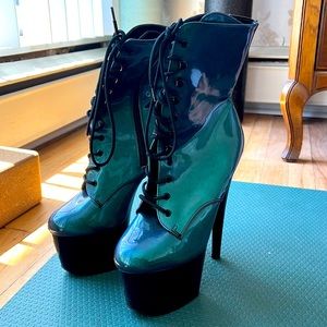 Pleaser Heels in Teal/Purple iridescent colors - NEVER WORN